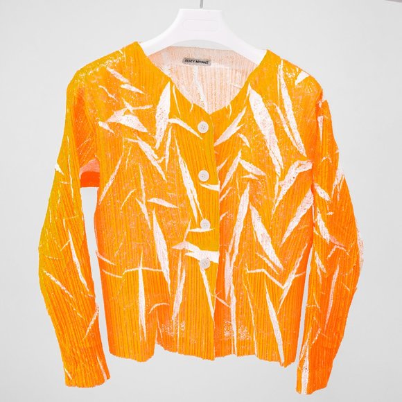 Issey Miyake Pleated Mesh Orange Jacket - Picture 1 of 8